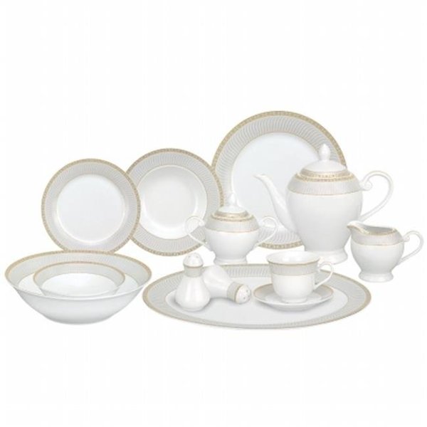 Lorenzo Import Lorenzo Import Alina-GD 57 Piece Porcelain Dinnerware Set; Service for 8 by Lorren Home Trends Alina-GD